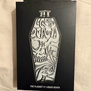 Liquid Death Silver Flask with Funnel